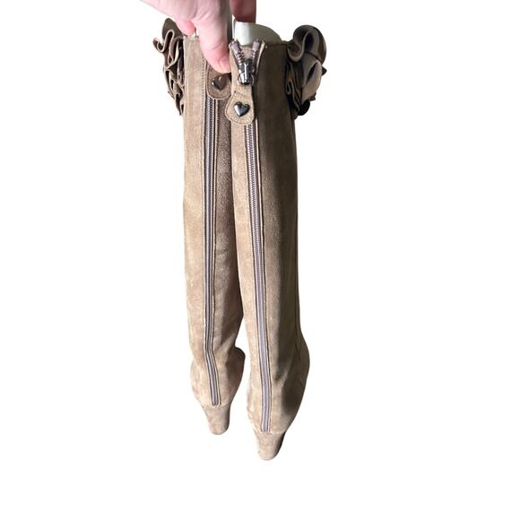 Twin-Set Light Brown Suede Knee High High Heel Boots Sz 40 - Picture 3 of 6